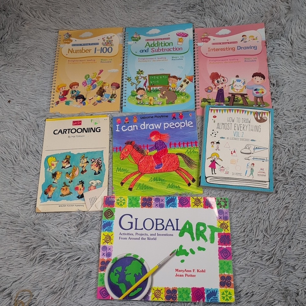 Lot of 7 Children's Art & Drawing Books Grooves Math Homeschool Learning